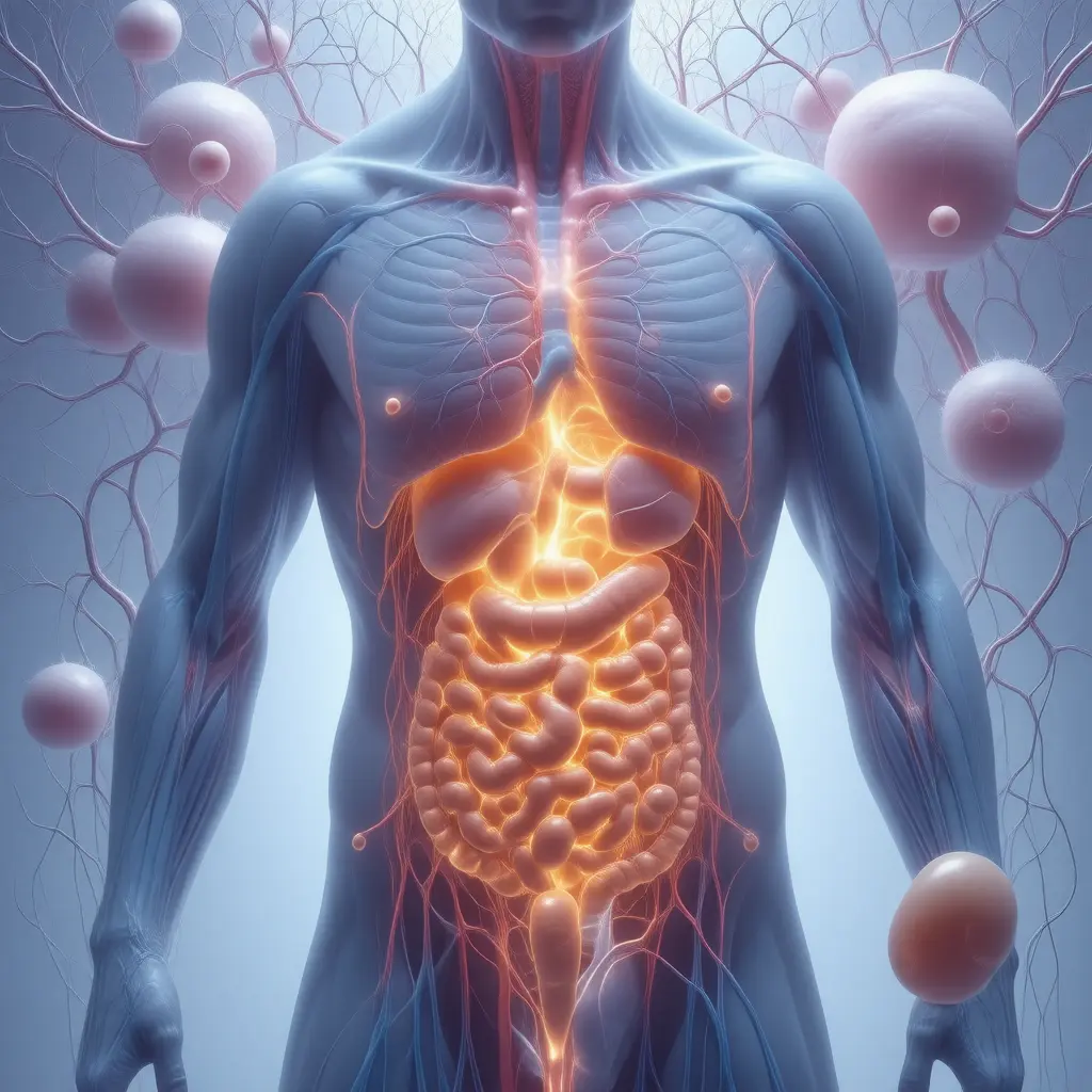 Anatomical illustration of body systems benefiting from Spermidine