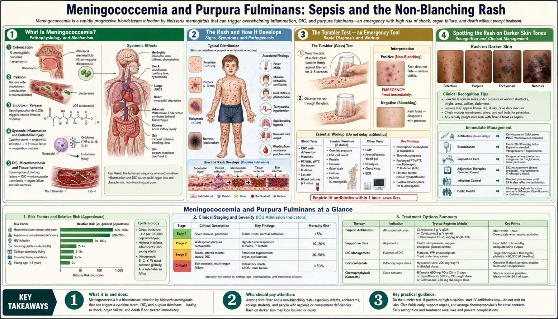 Meningococcemia and Purpura — scientific infographic poster