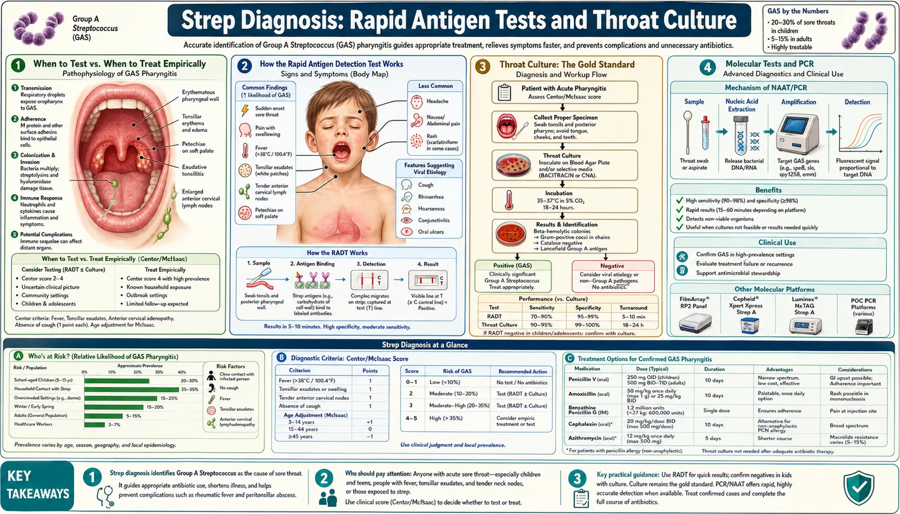 Diagnosis Rapid Strep Tests — scientific infographic poster