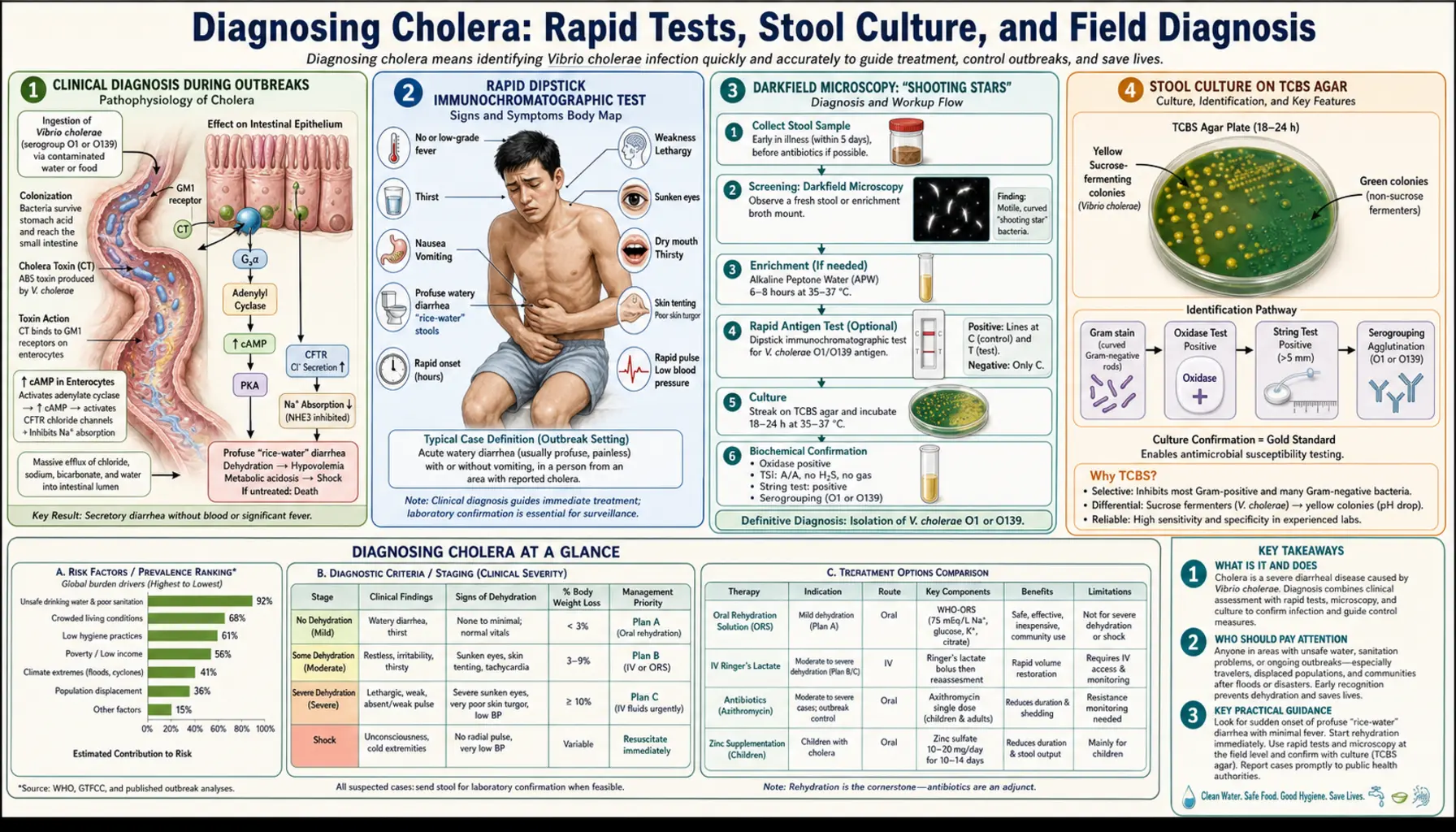 Diagnosis Stool Culture and Rapid Tests — scientific infographic poster