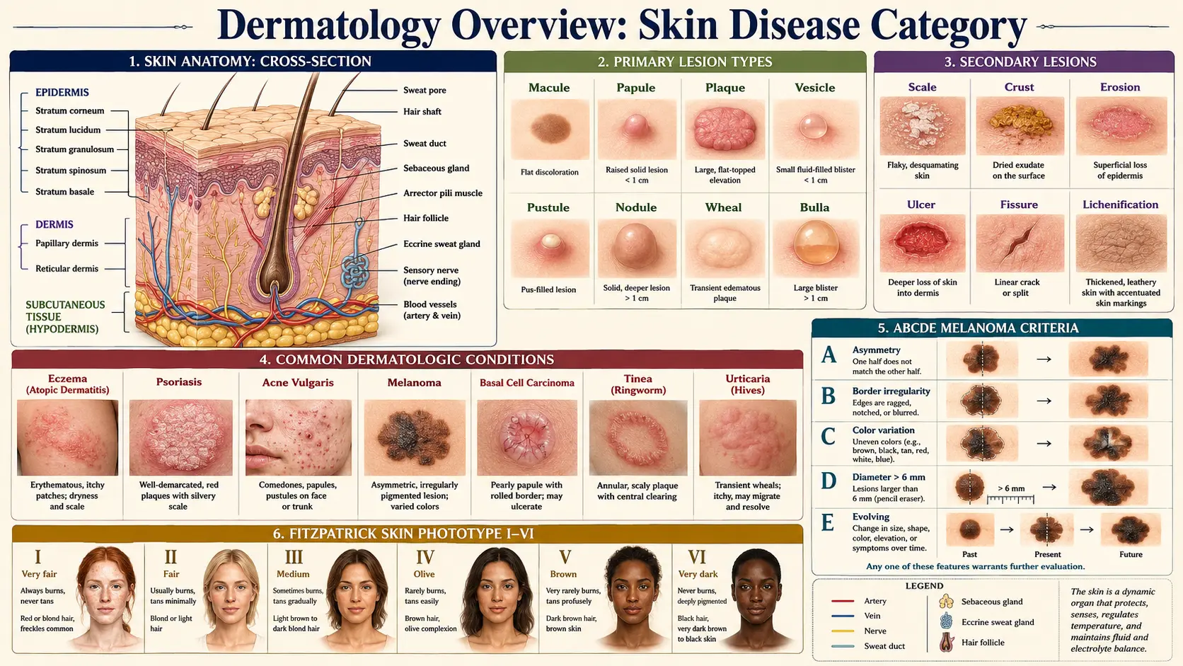 Dermatology — scientific infographic poster