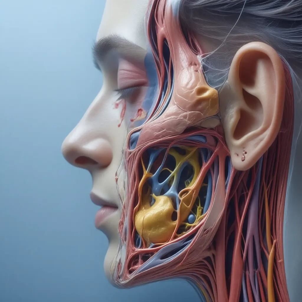 Anatomical cross-section illustrating organs affected by ENT (Ear, Nose and Throat)