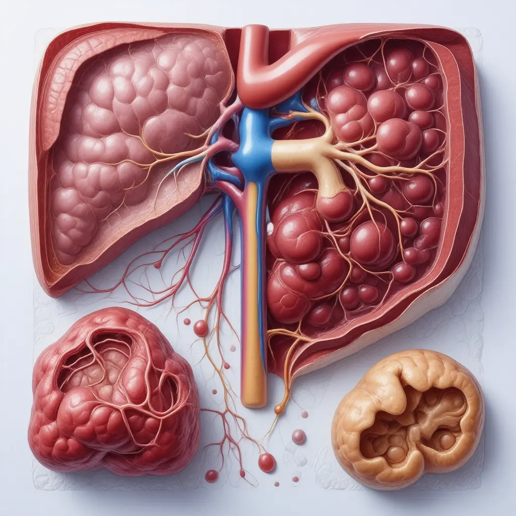 Anatomical cross-section illustrating organs affected by Diabetes