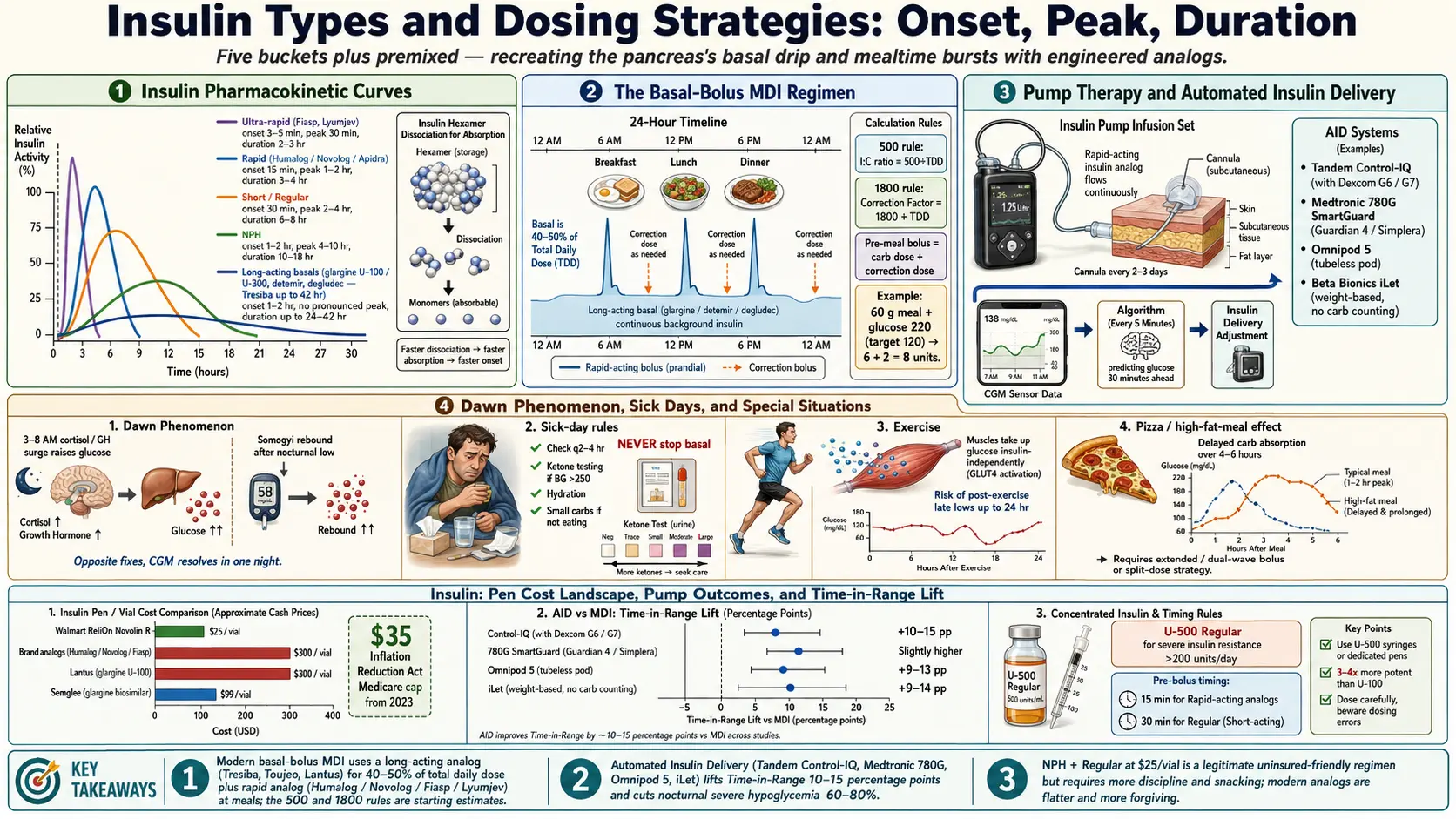 Insulin Types and Dosing Strategies — scientific infographic poster