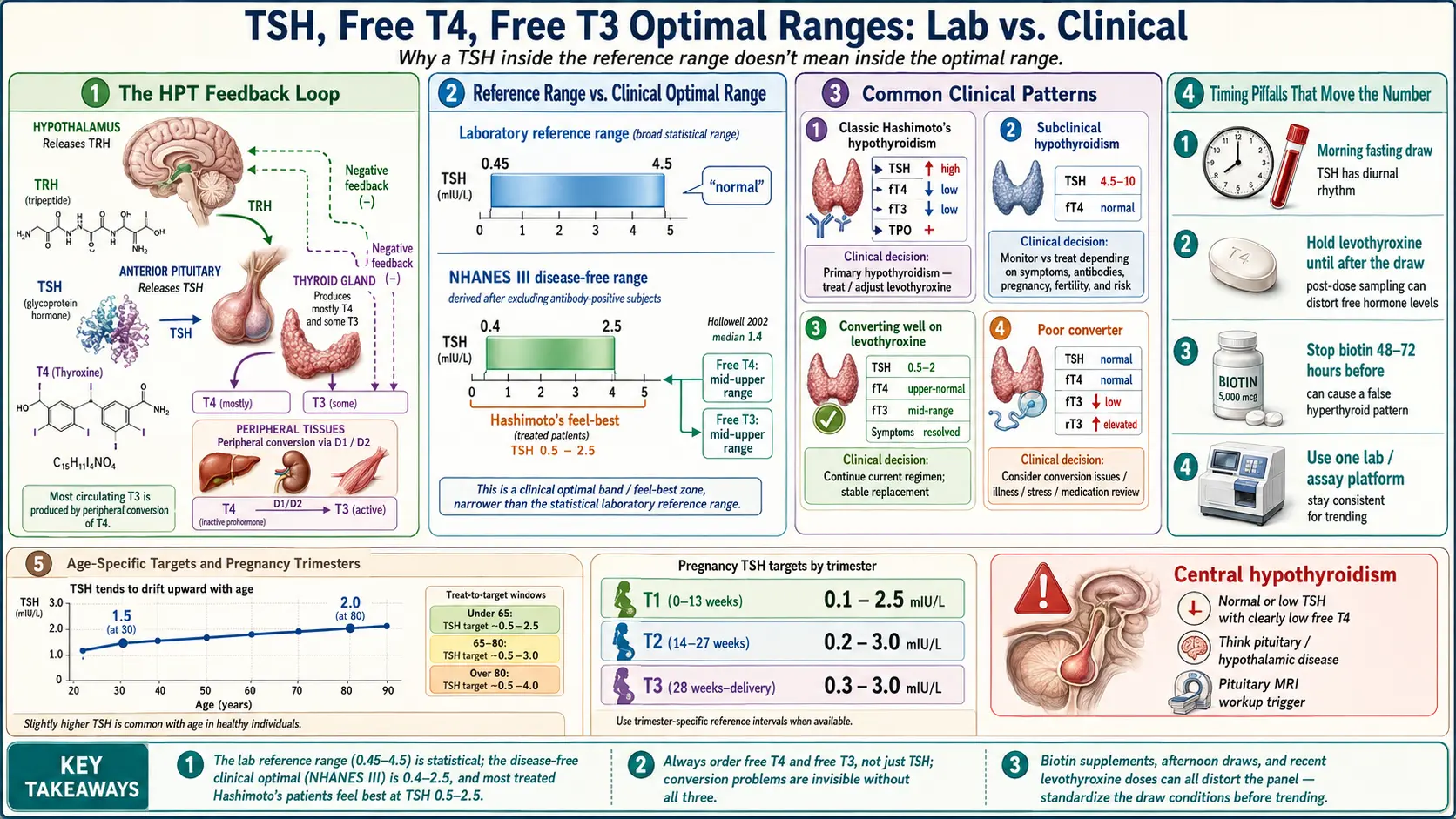 TSH T4 T3 Optimal Ranges — scientific infographic poster