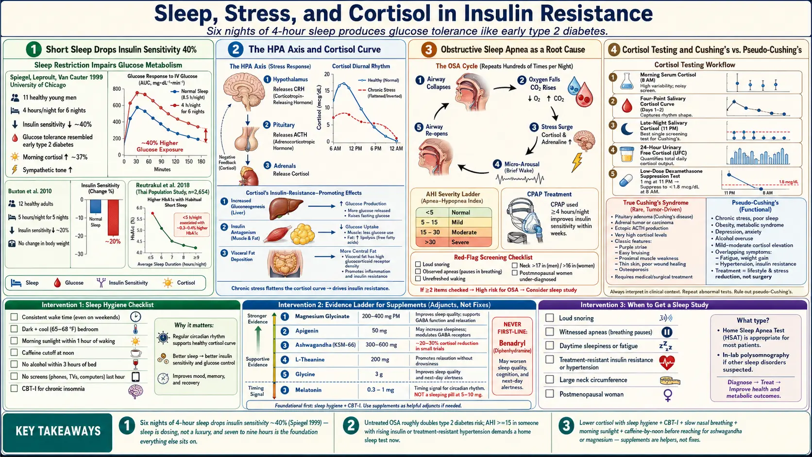 Sleep Stress and Cortisol in Insulin Resistance — scientific infographic poster