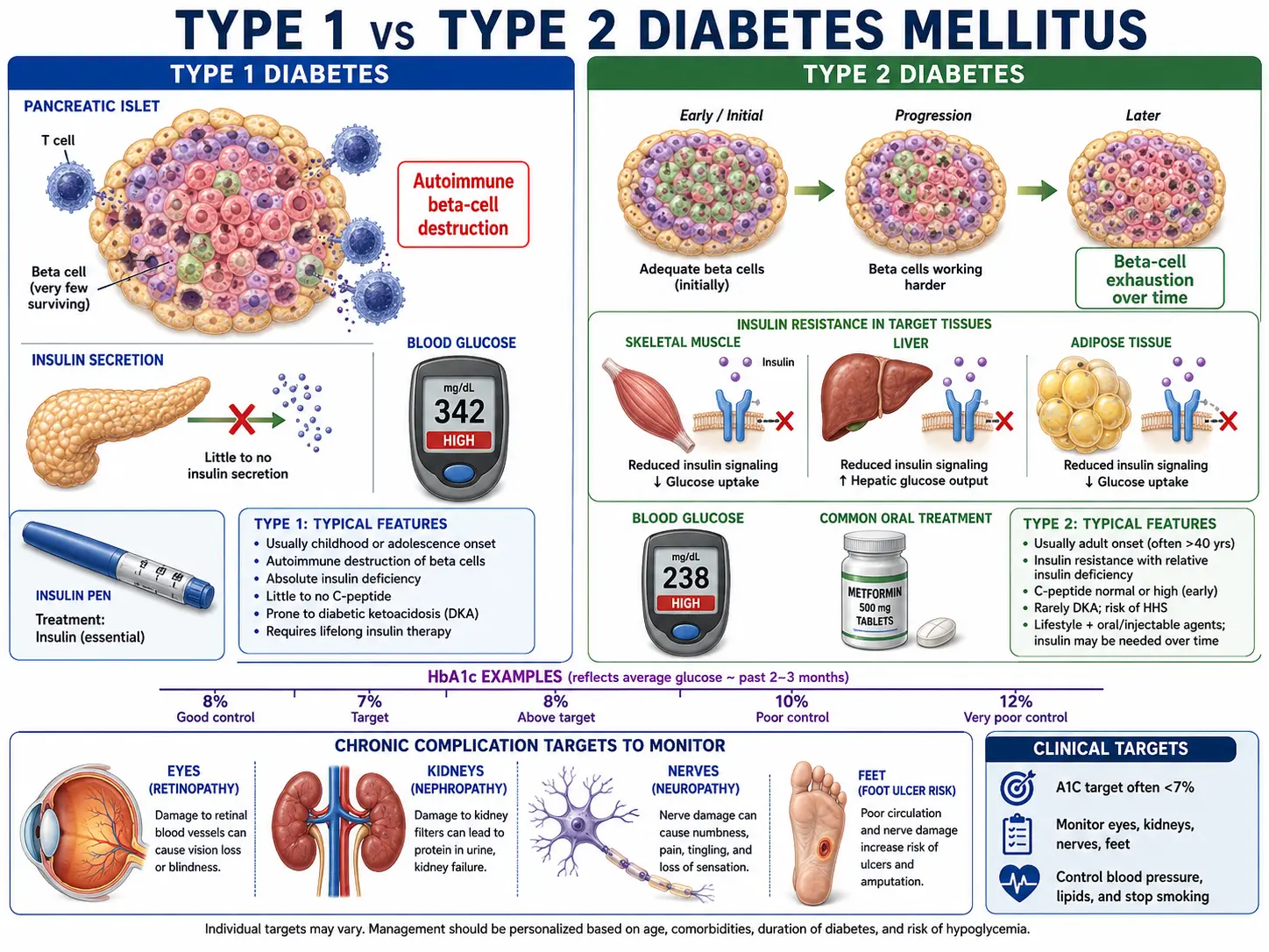 Type 1 vs Type 2 diabetes