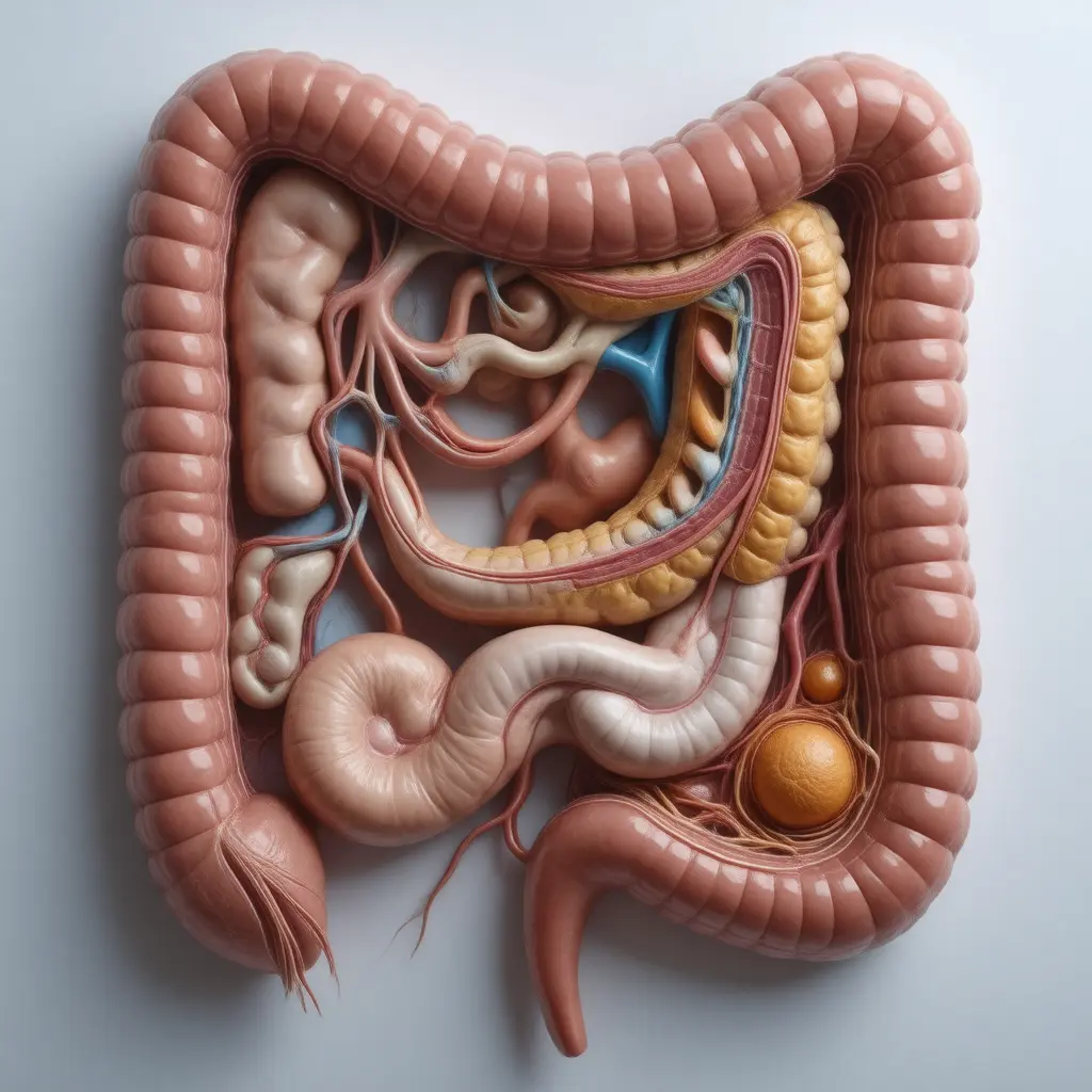 Anatomical cross-section illustrating organs affected by Irritable Bowel Syndrome