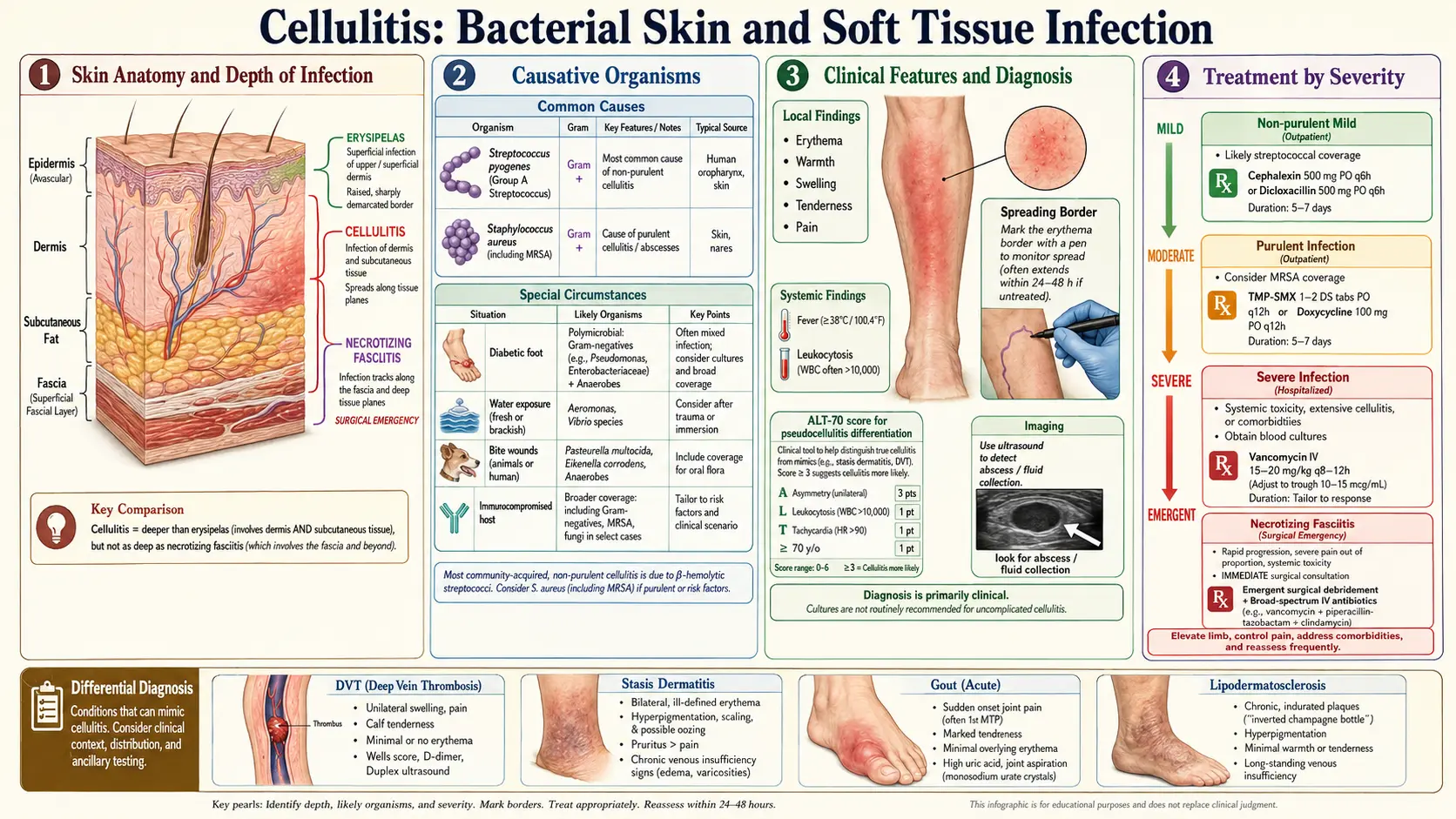 Cellulitis — scientific infographic poster