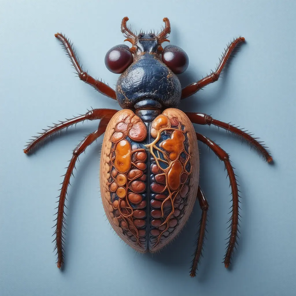 Anatomical cross-section illustrating organs affected by Lyme Disease