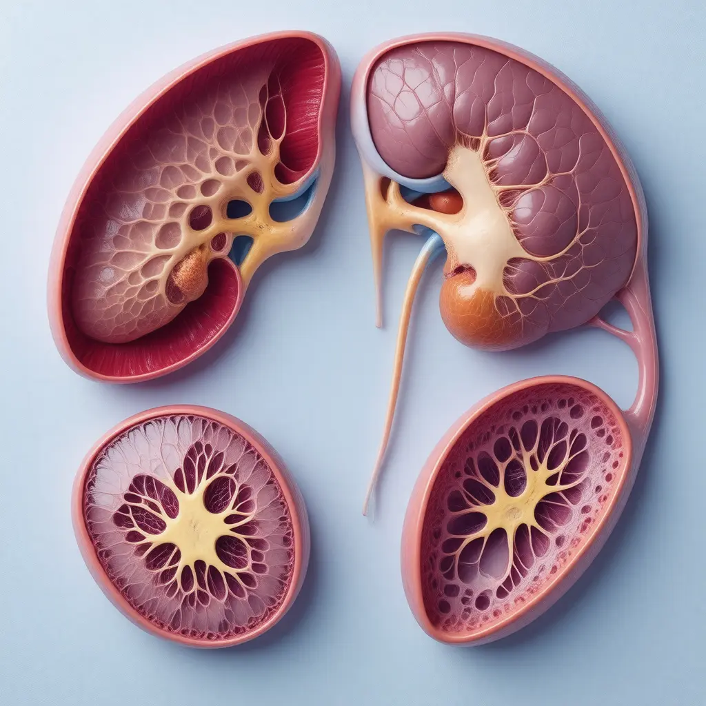 Anatomical cross-section illustrating organs affected by Nephrology and Hepatology