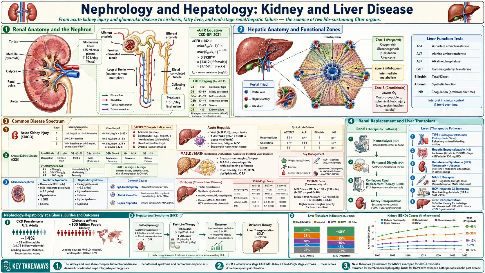 Nephrology Hepatology — scientific infographic poster