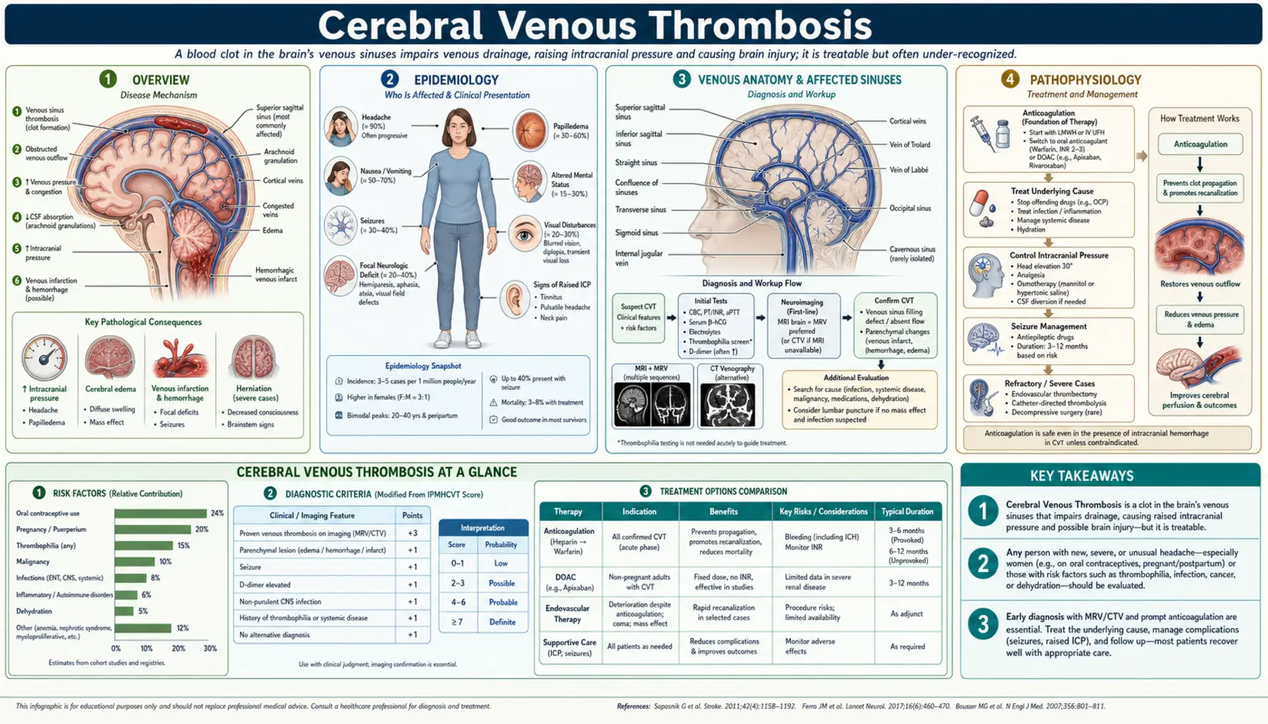 Cerebral Venous Thrombosis — scientific infographic poster