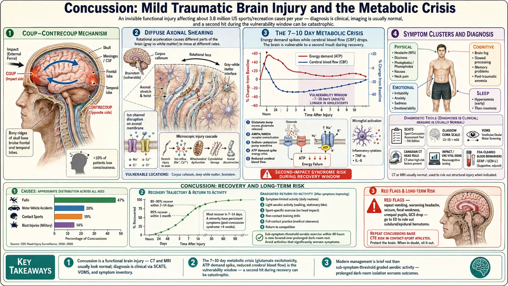 Concussion — scientific infographic poster