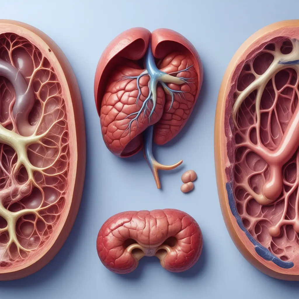 Anatomical cross-section illustrating organs affected by POTS