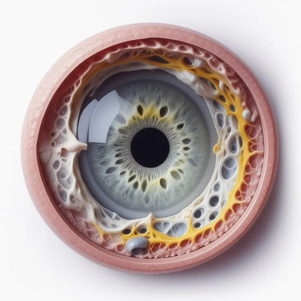 Anatomical cross-section illustrating organs affected by Ophthalmology