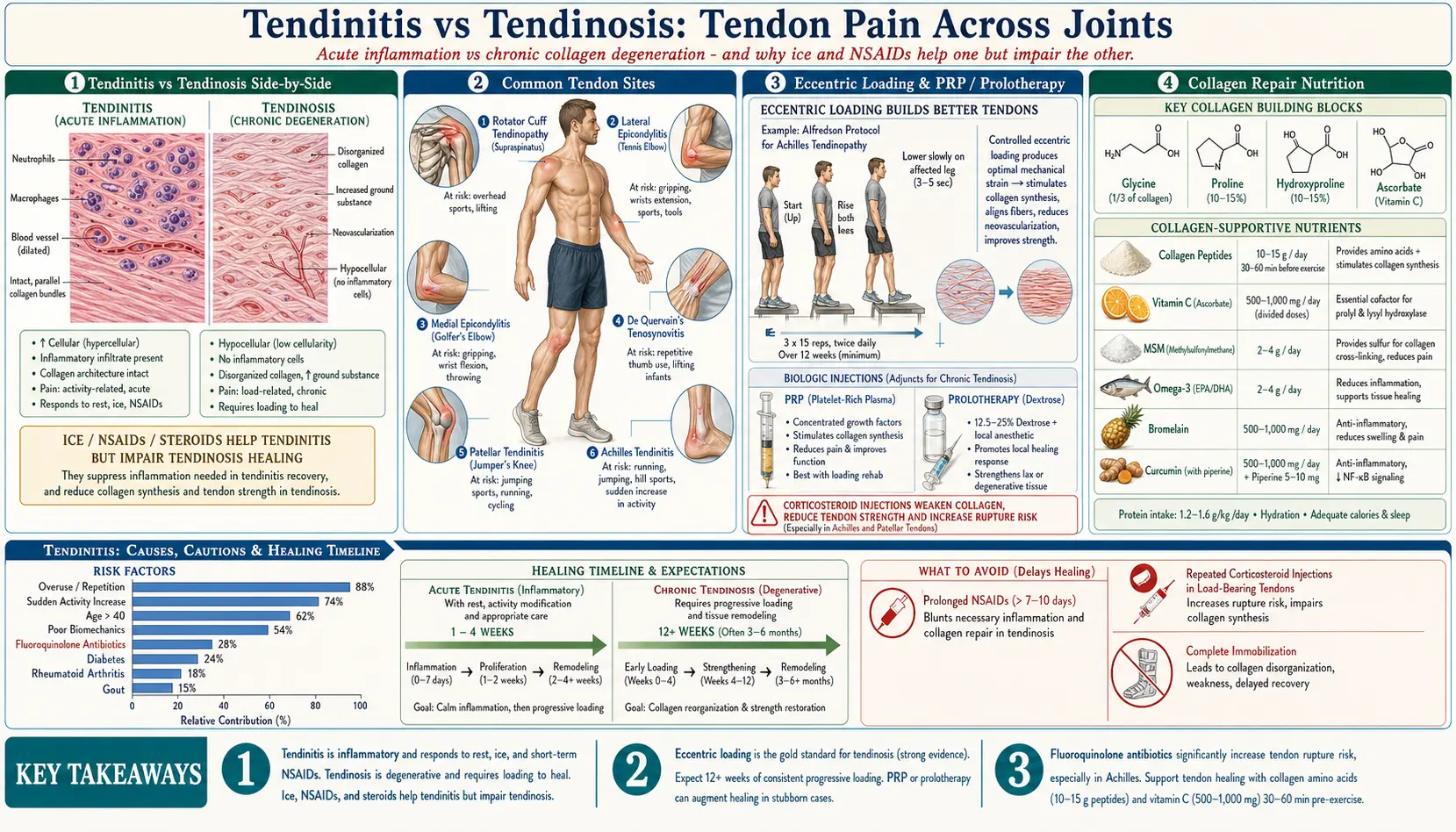 Tendinitis — scientific infographic poster