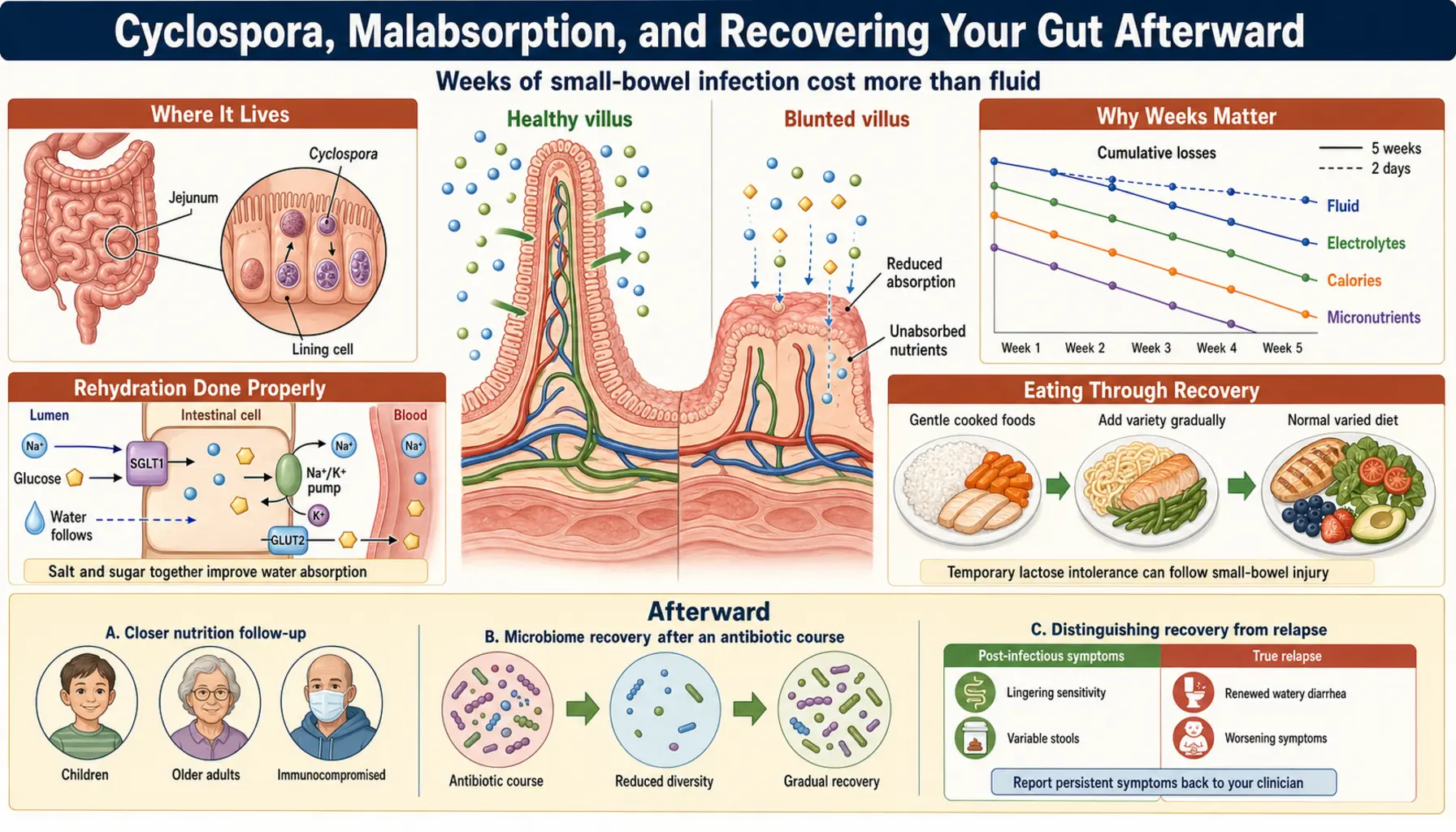 Gut Recovery and Malabsorption — scientific infographic poster