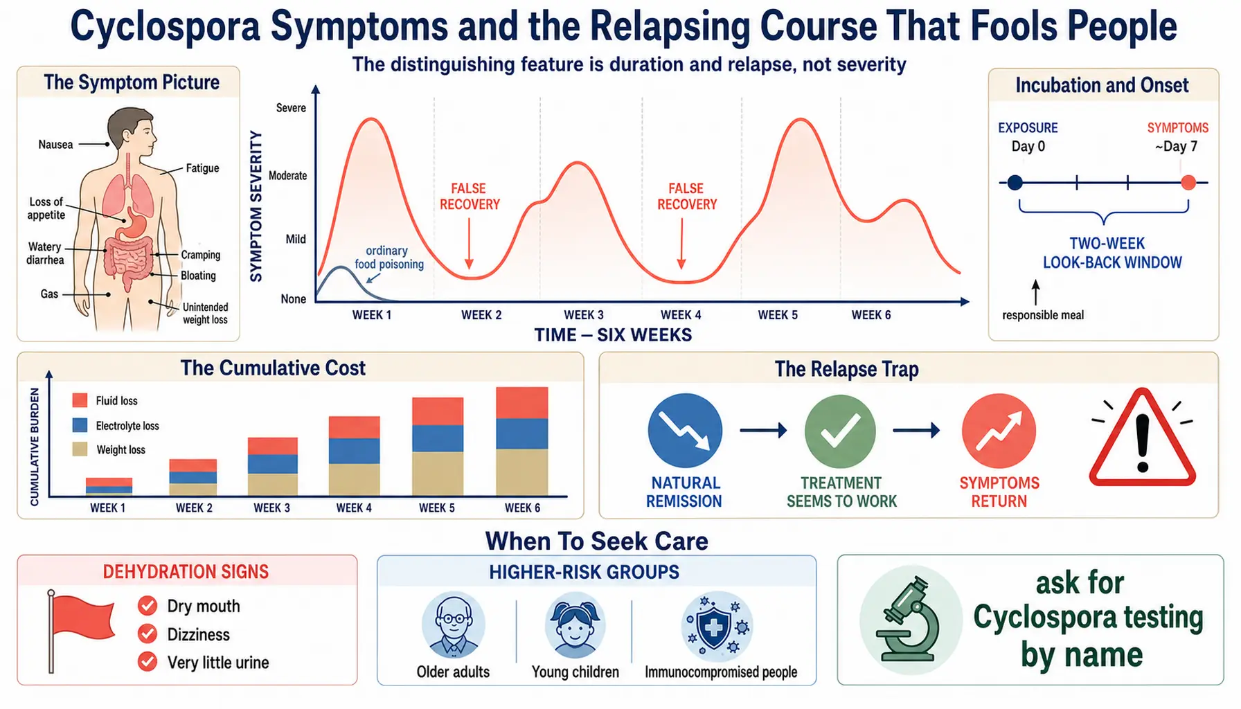 Symptoms and Relapsing Course — scientific infographic poster