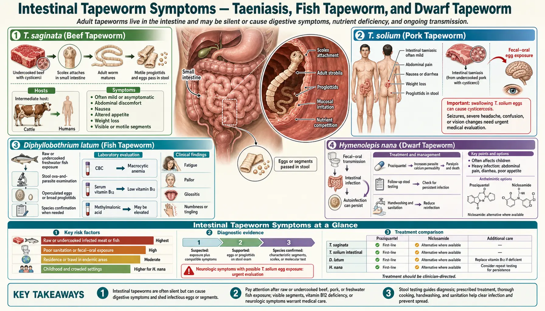 Intestinal Tapeworm Symptoms — scientific infographic poster