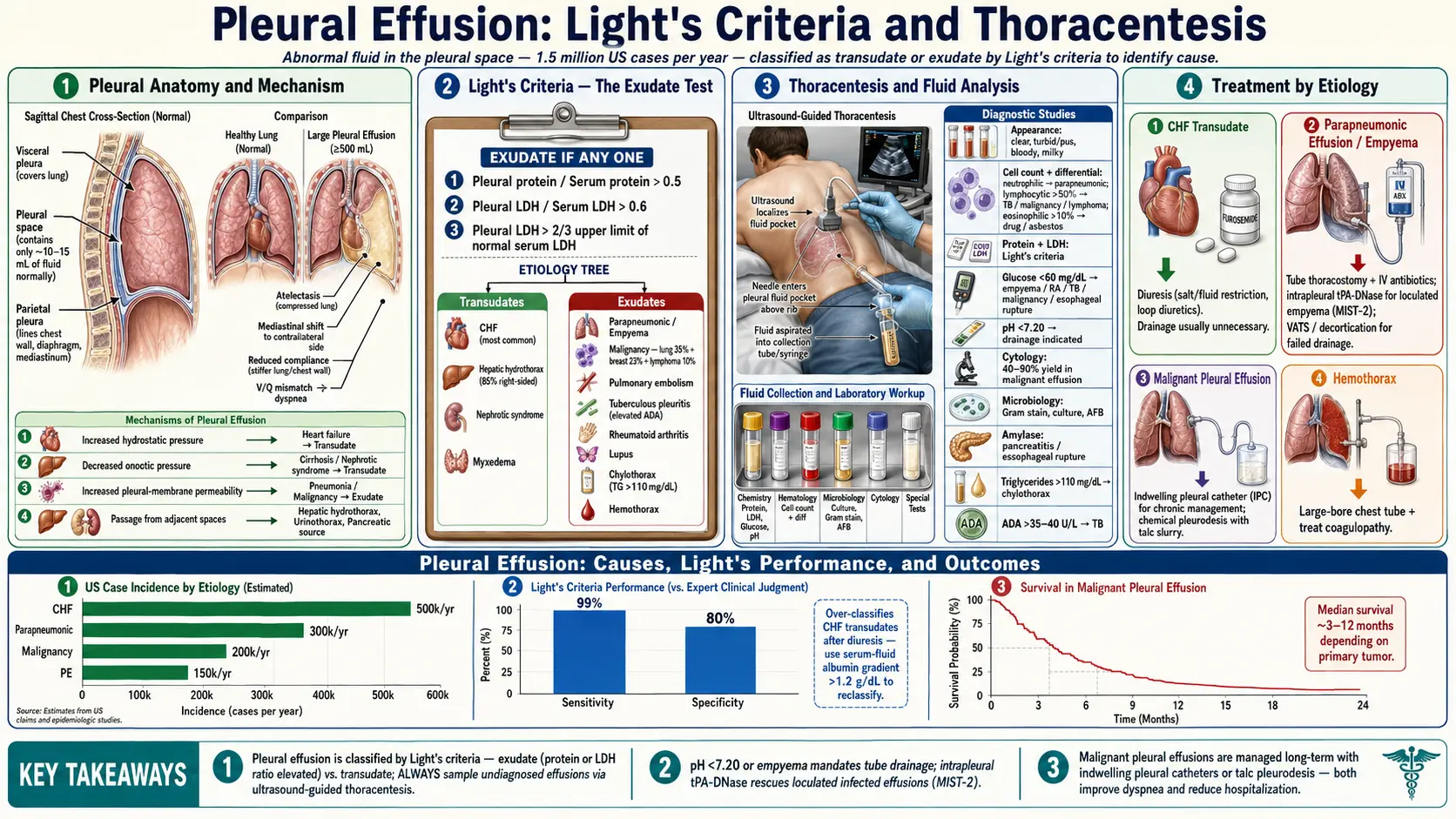 Pleural Effusion — scientific infographic poster