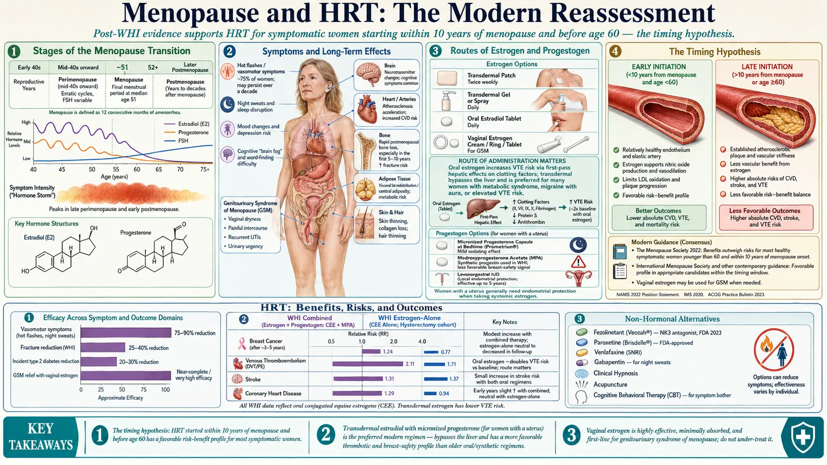 Menopause HRT — scientific infographic poster