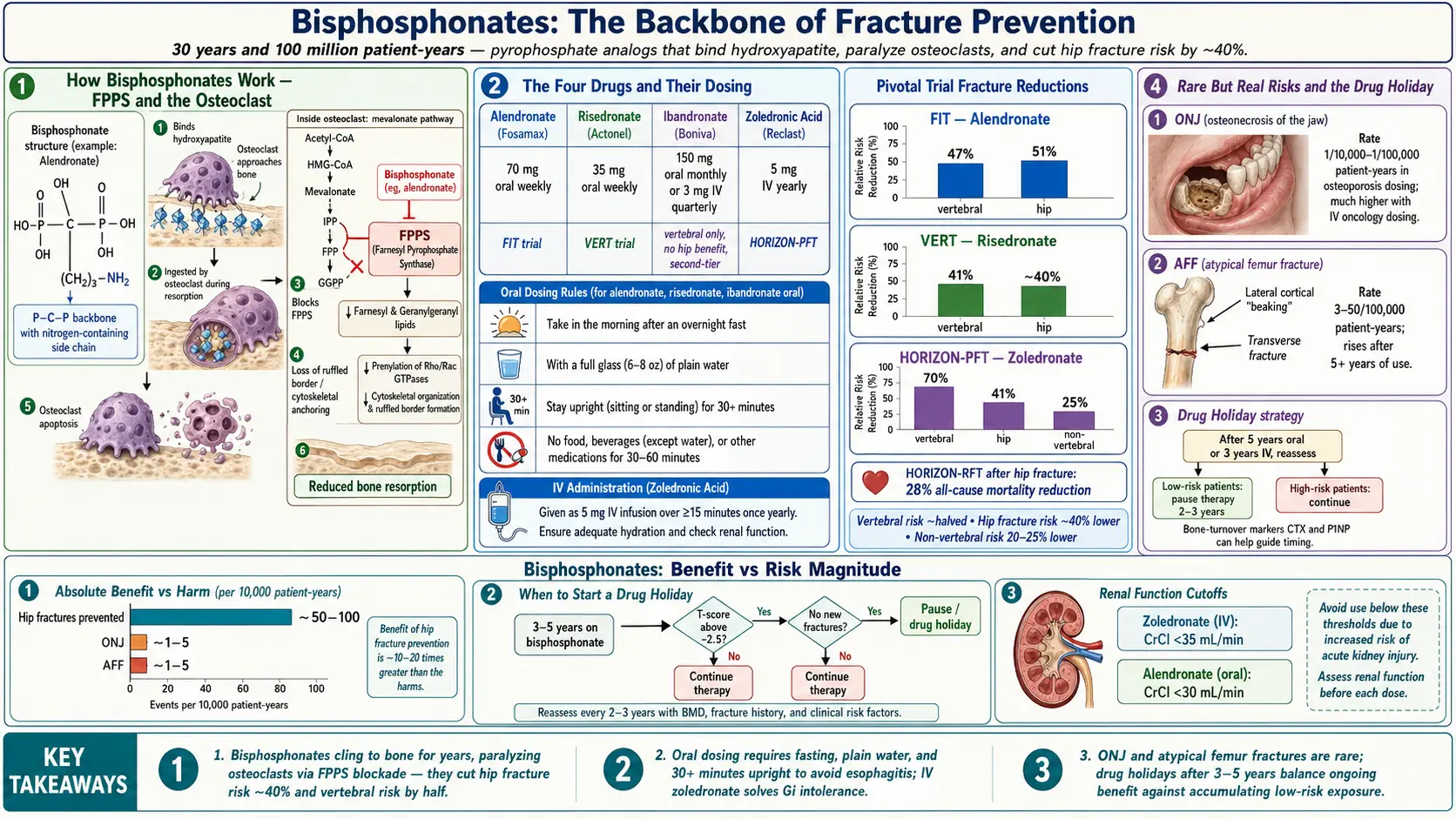 Bisphosphonates Alendronate Risedronate Zoledronate — scientific infographic poster