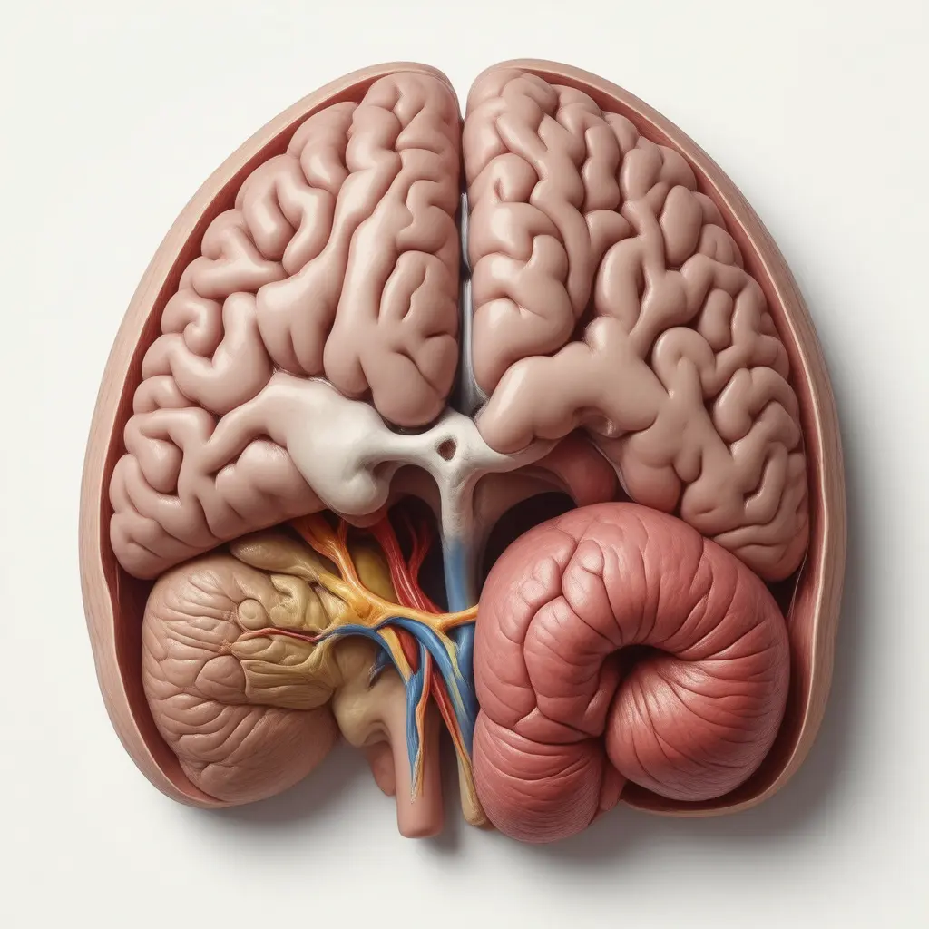 Anatomical cross-section illustrating organs affected by Brain Fog