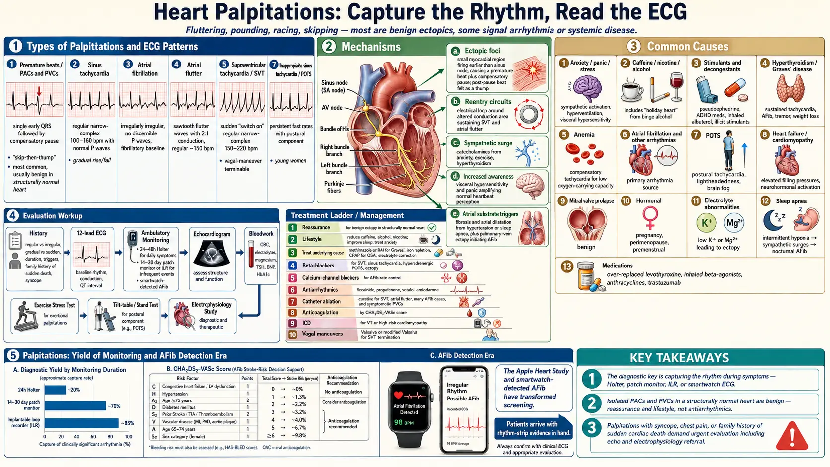 Heart Palpitations — scientific infographic poster