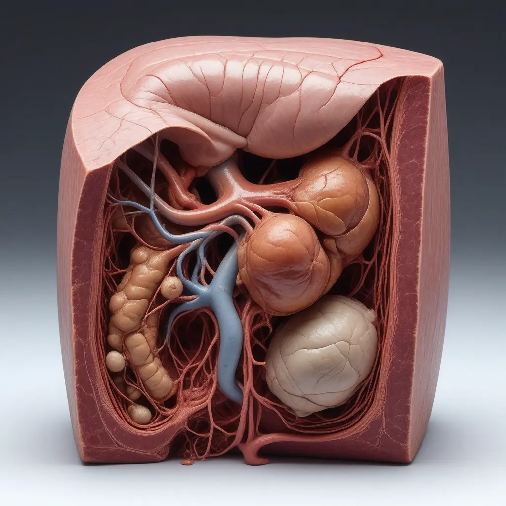 Anatomical cross-section illustrating organs affected by Pale Stool