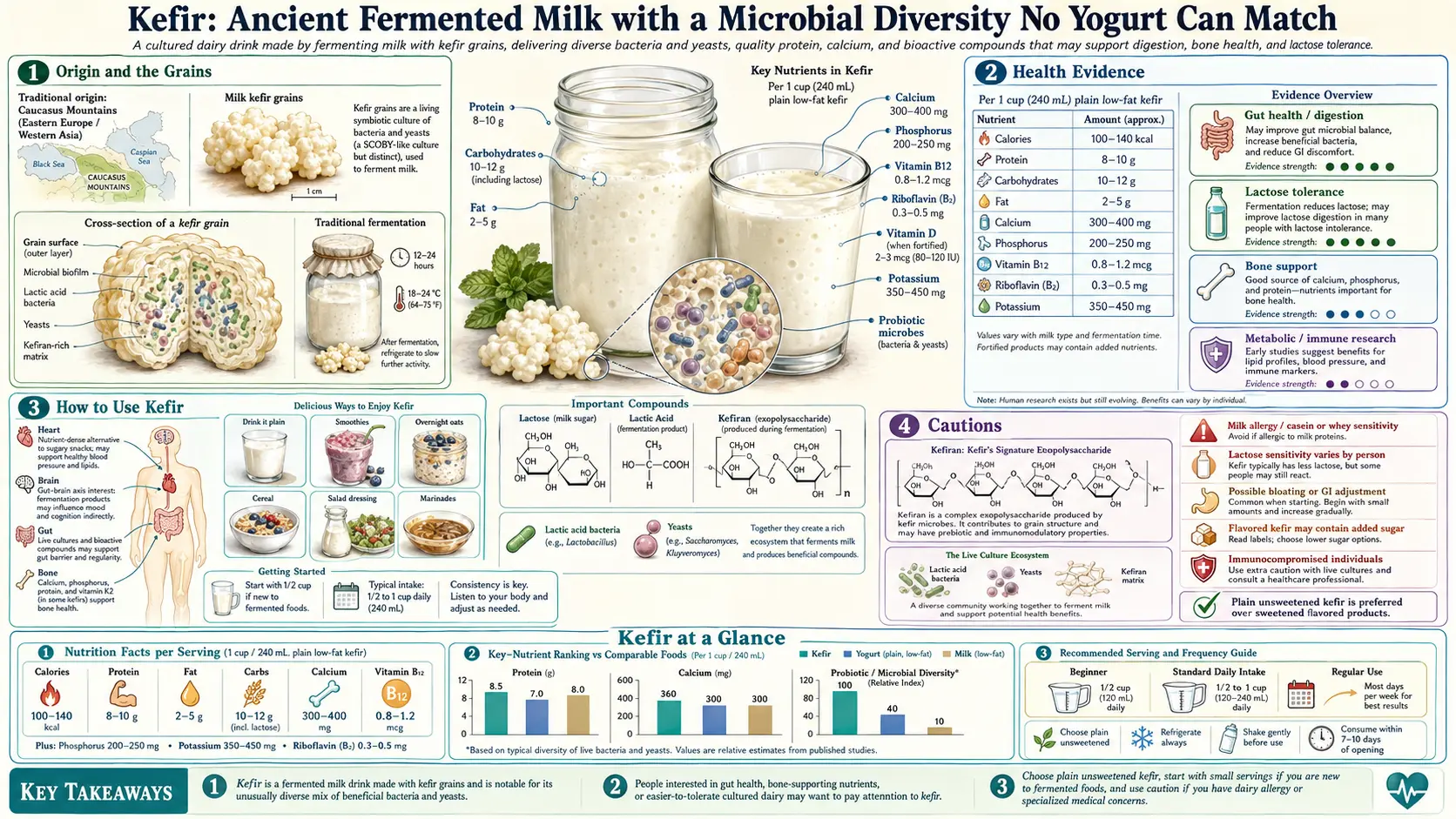 Kefir — scientific infographic poster
