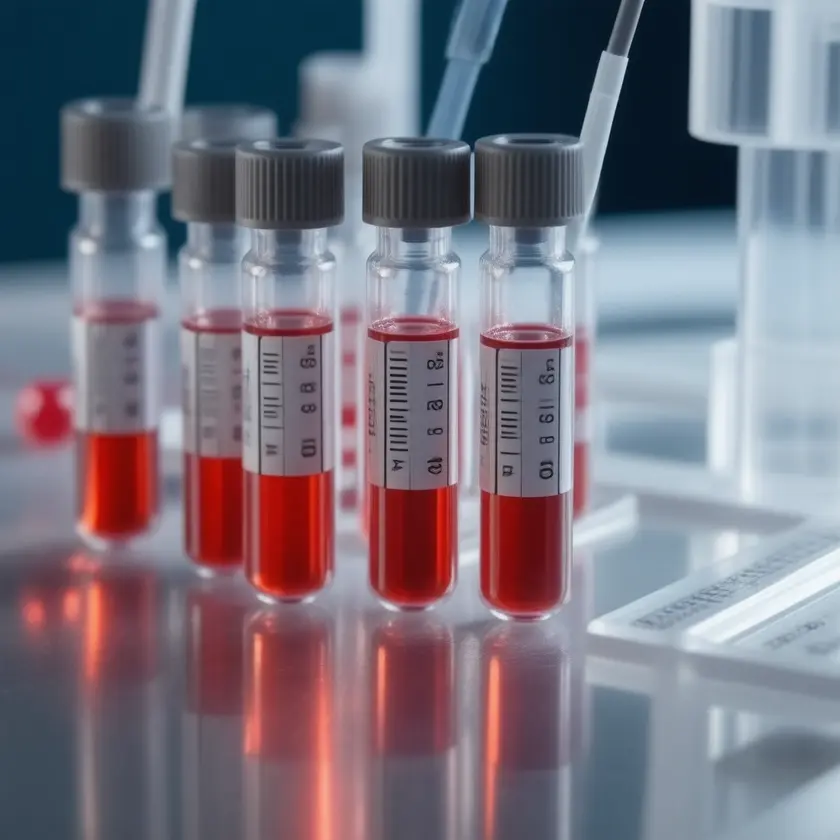Close-up of clinical laboratory blood draw for Coagulation Panel testing