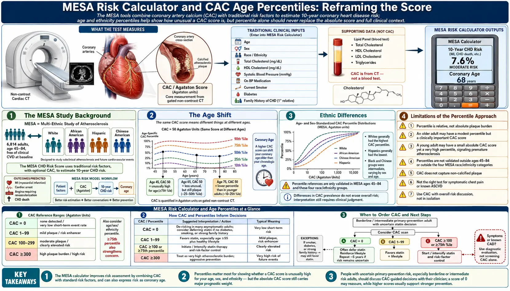 MESA Risk Calculator and Age Percentiles — scientific infographic poster