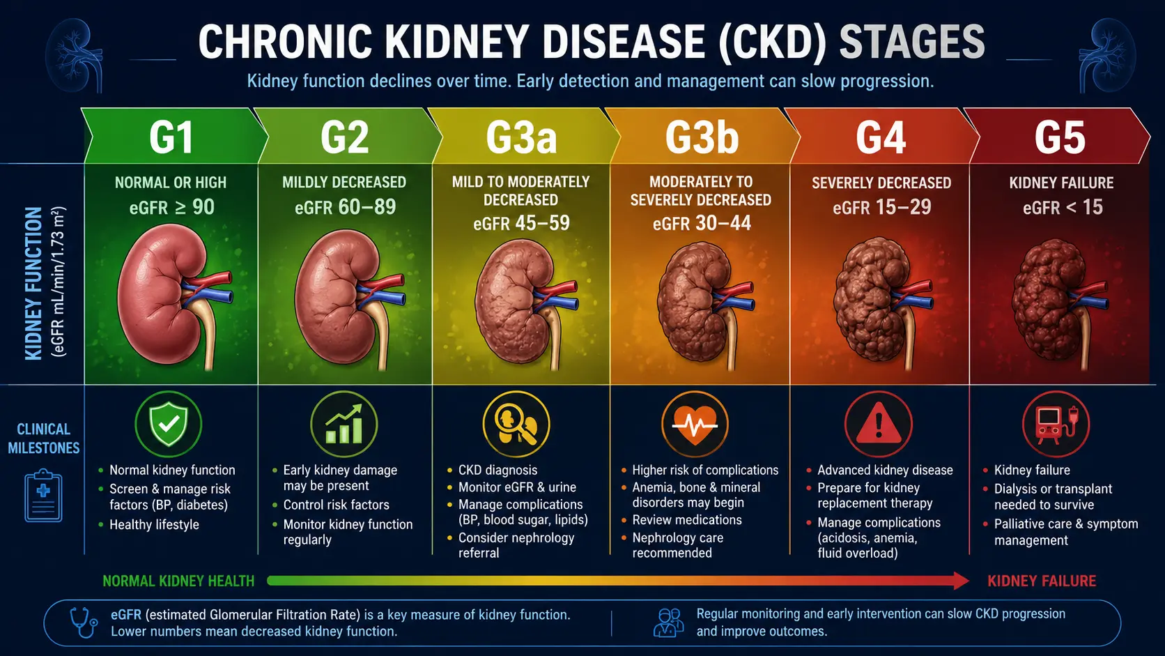 Chronic kidney disease stages G1 through G5