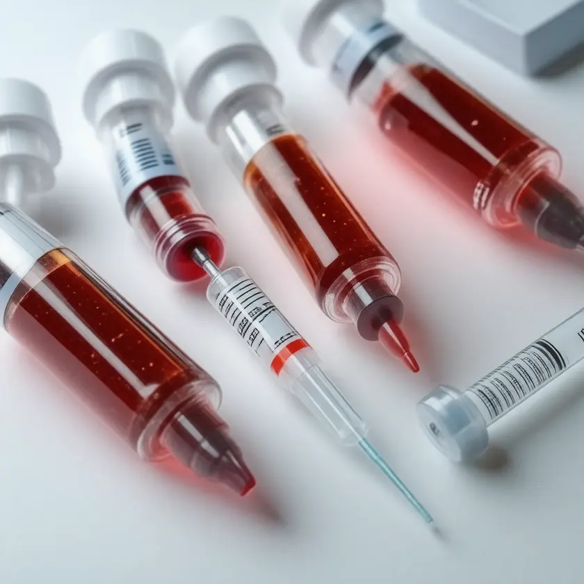 Close-up of clinical laboratory blood draw for Uric Acid Test testing