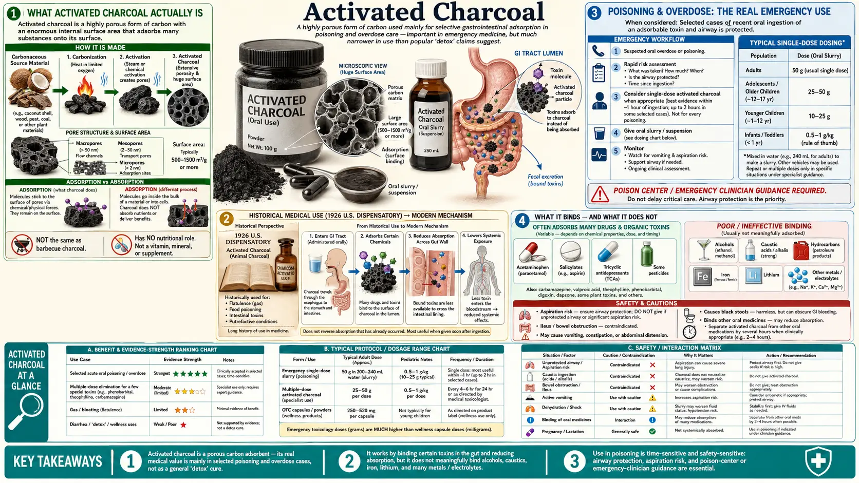 Activated Charcoal — scientific infographic poster