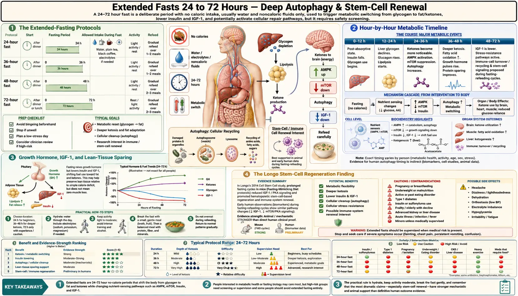 Extended Fasts 24 to 72 Hours — scientific infographic poster