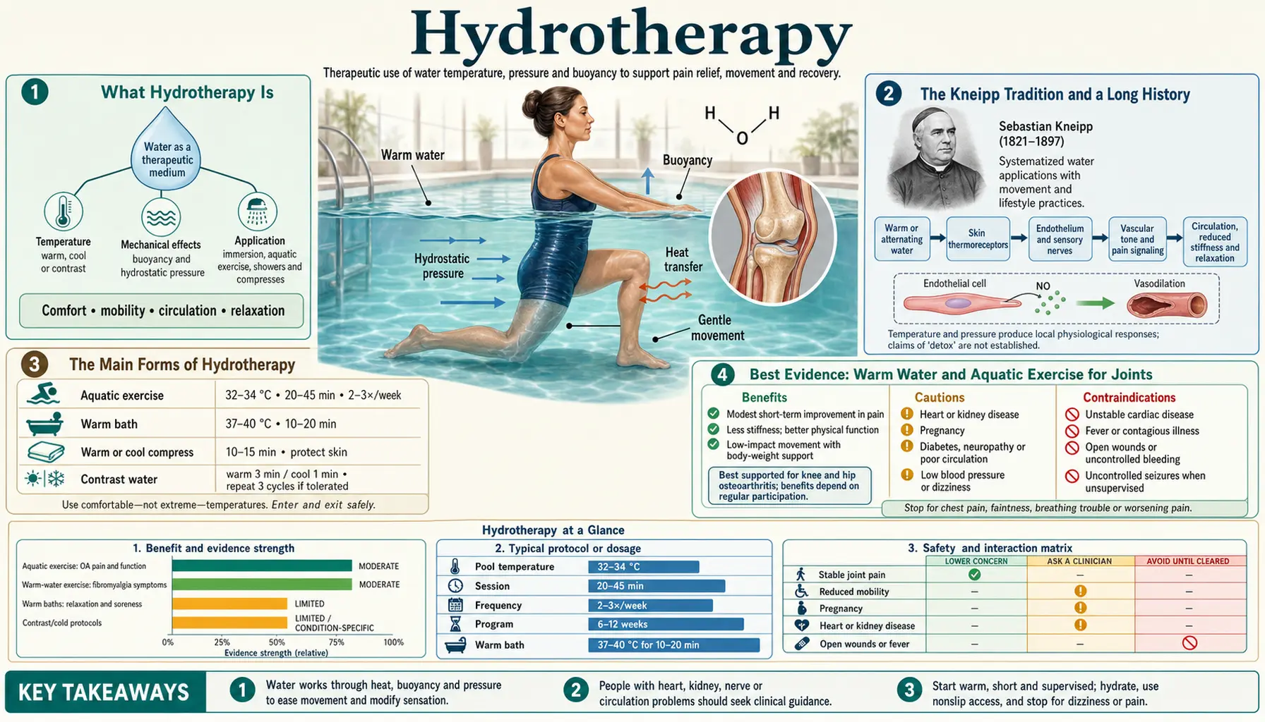 Hydrotherapy — scientific infographic poster