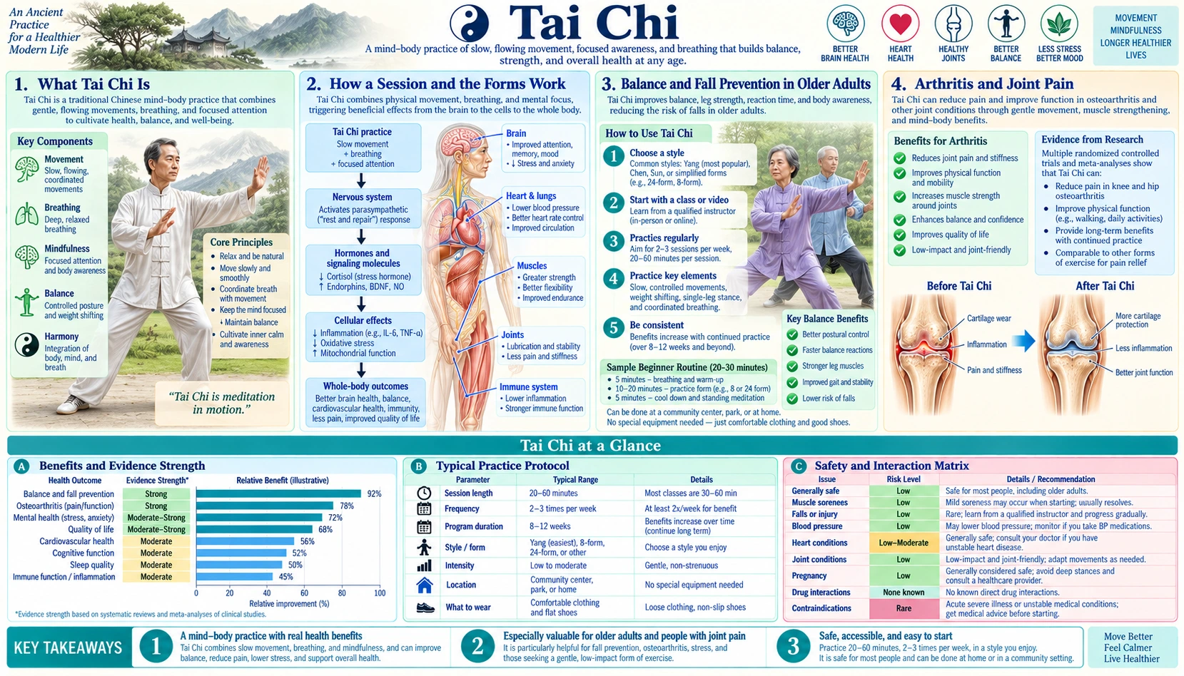Tai Chi — scientific infographic poster