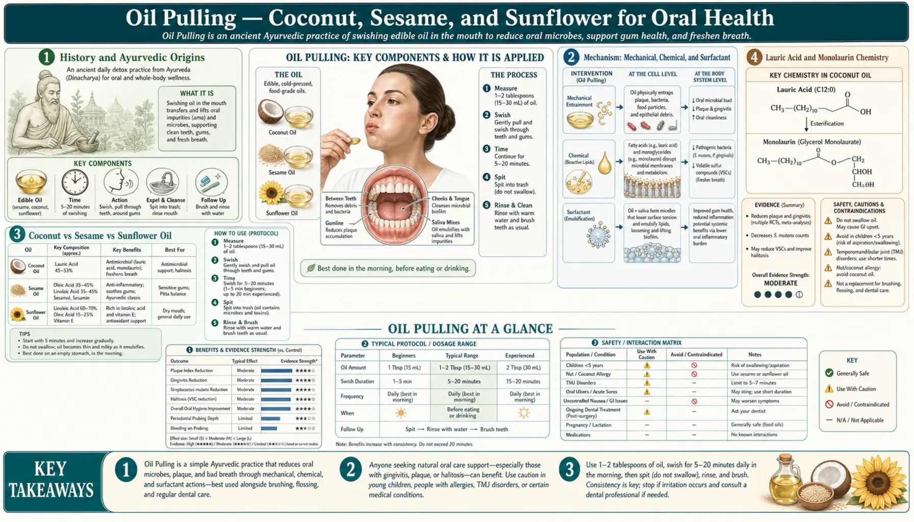 Oil Pulling — scientific infographic poster