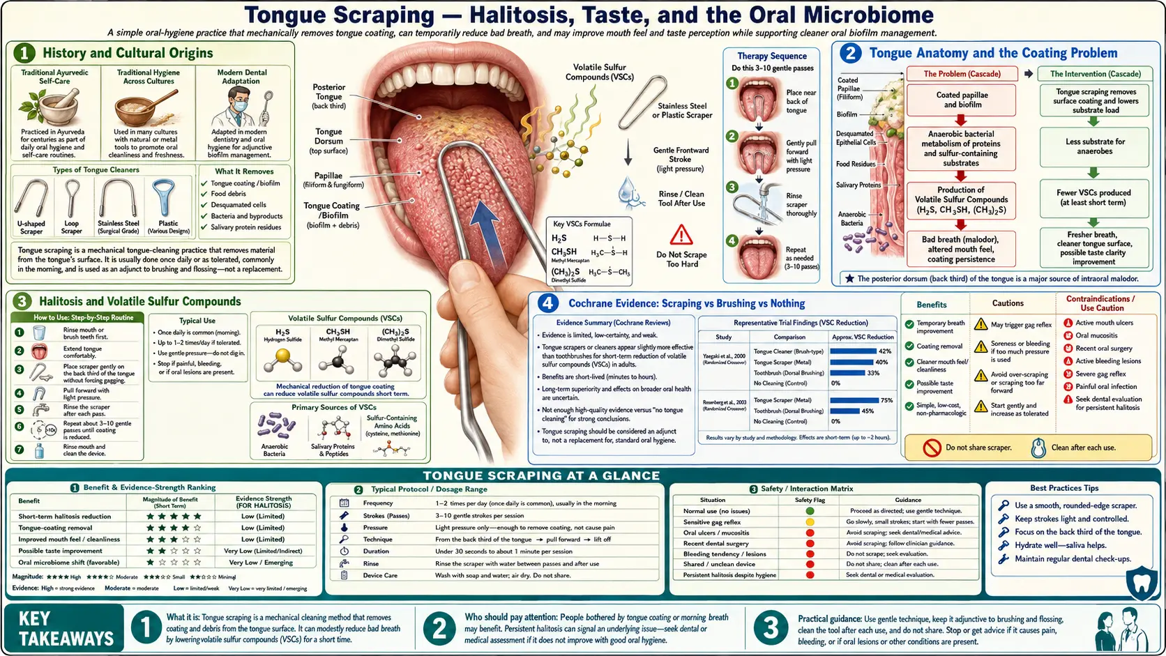 Tongue Scraping — scientific infographic poster