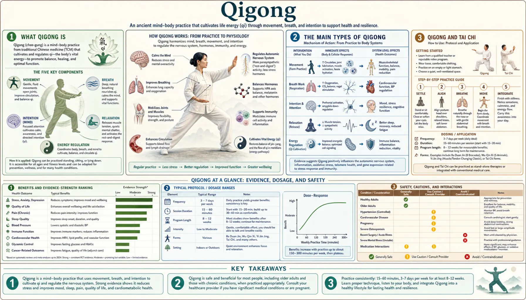Qigong — scientific infographic poster