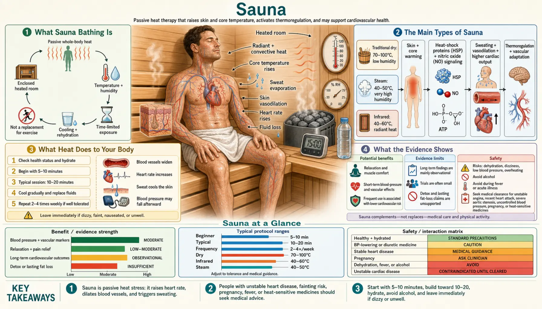 Sauna — scientific infographic poster