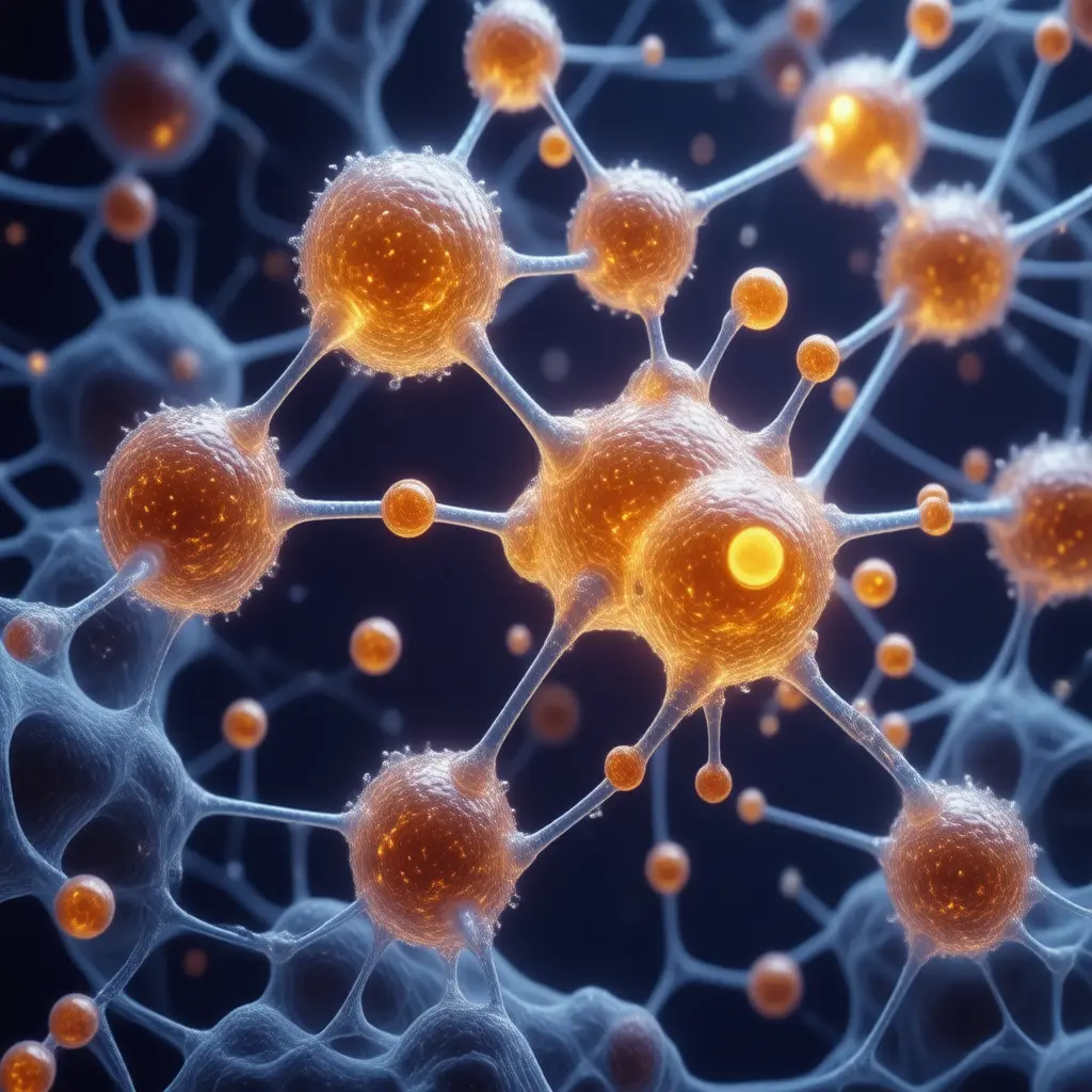 Microscopic view of Inositol molecules interacting with cellular receptors