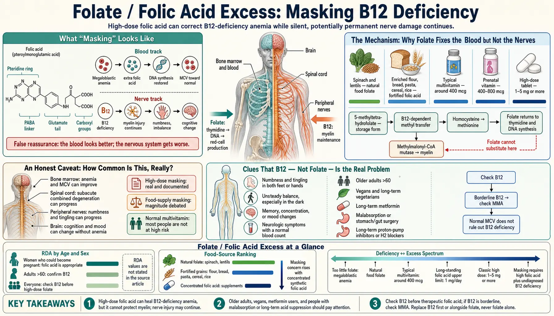 Masking Vitamin B12 Deficiency — scientific infographic poster
