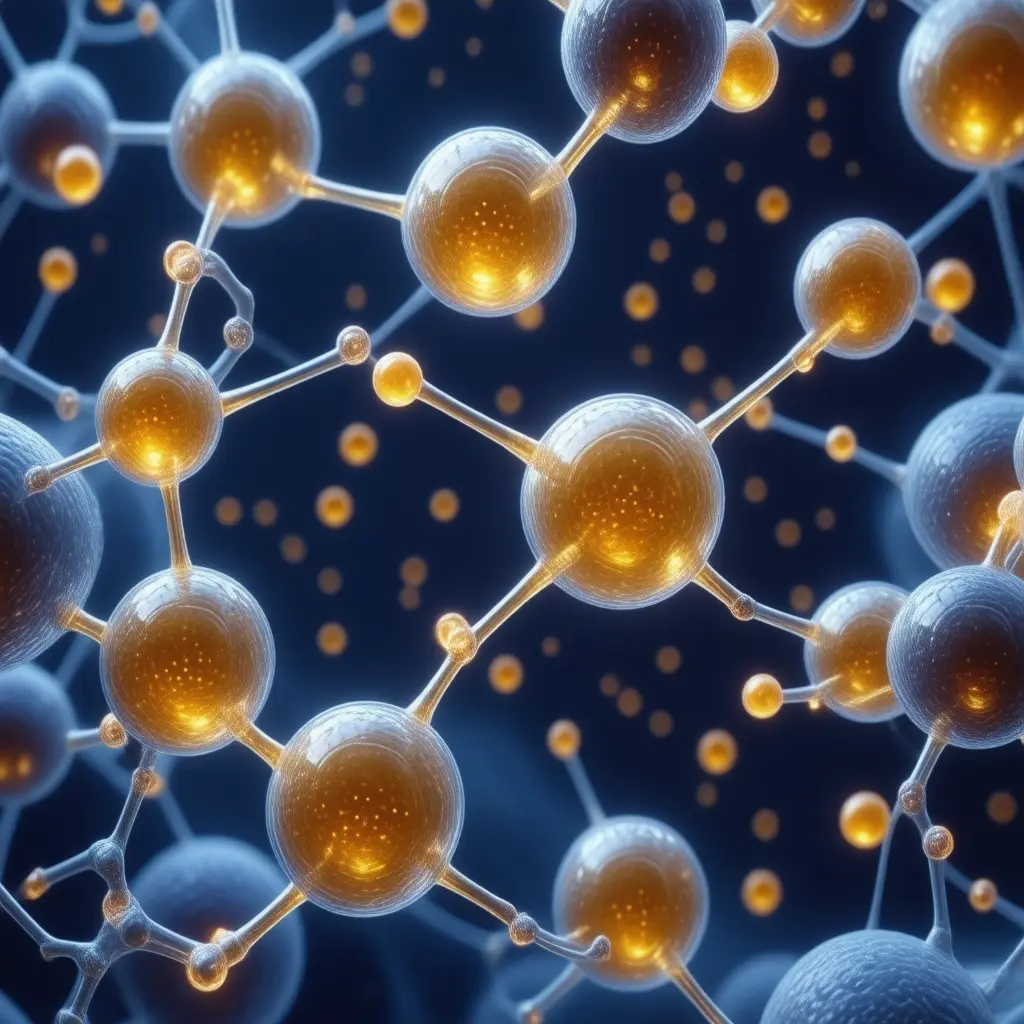Microscopic view of Vitamins molecules interacting with cellular receptors