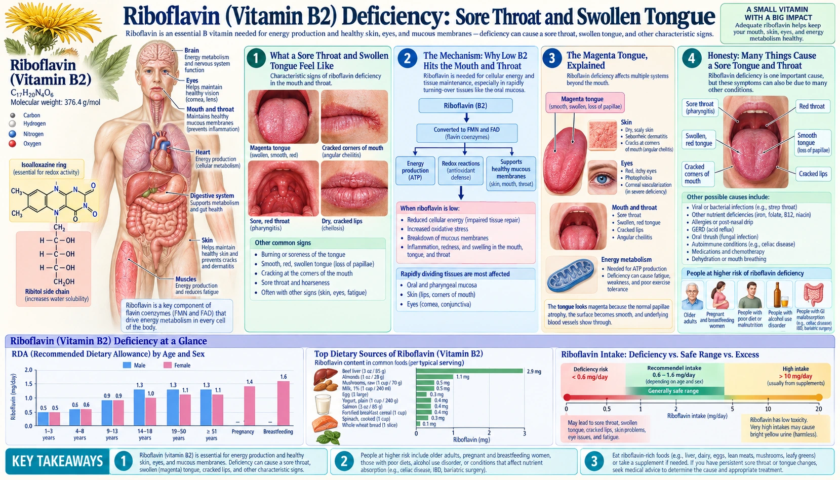 Sore Throat and Swollen Tongue — scientific infographic poster